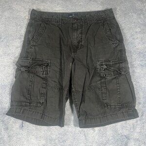 American Eagle Longboard Cargo Shorts Mens 31 Ripstop Faded Black Grey 11 Inseam